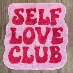 27"x25" l Pink "Self Love Club" Bath Mat
